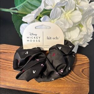 Black Hair Scrunchie with Mickey Mouse Pattern
